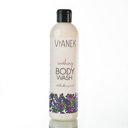 Soothing body wash with blackberry extract for redness prone skin, Vianek brand