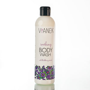 Soothing body wash with blackberry extract for redness prone skin, Vianek brand